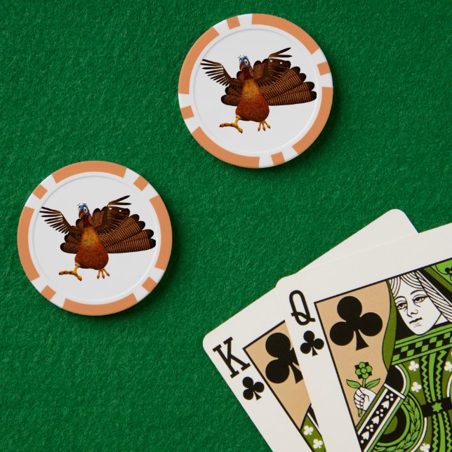 Lot De Jeton De Poker SlipperyJoe's Thanksgiving animated turkey charact (Table de poker (double))