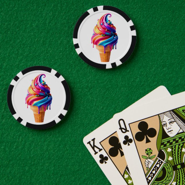 Lot De Jeton De Poker SlipperyJoe's vibrante crème glacée cone classique (Table de poker (double))