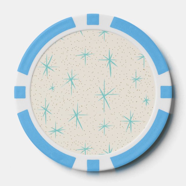 Lot De Jeton De Poker Space Age Turquoise Starburst Poker Chip (Recto)