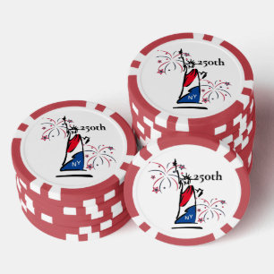 Lot De Jeton De Poker Statue de la Liberté avec feux d'artifice 250e Ind