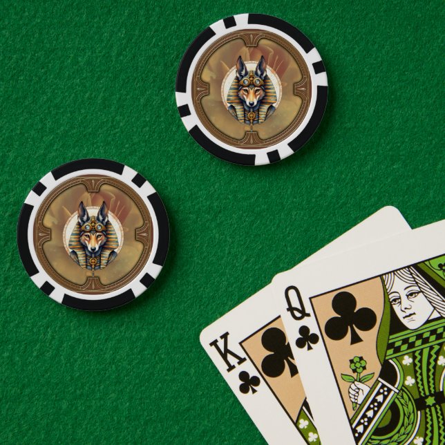 Lot De Jeton De Poker Steampunk Anubis Fox Portrait (Table de poker (double))