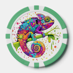 Lot De Jeton De Poker Style d'aquarelle des teintures Chameleon