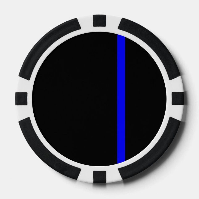 Lot De Jeton De Poker Style vertical Symbolique Ligne Bleue Mince (Recto)