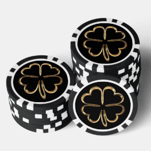 Lot De Jeton De Poker Symbole de bonne chance Quatre feuilles Clover noi