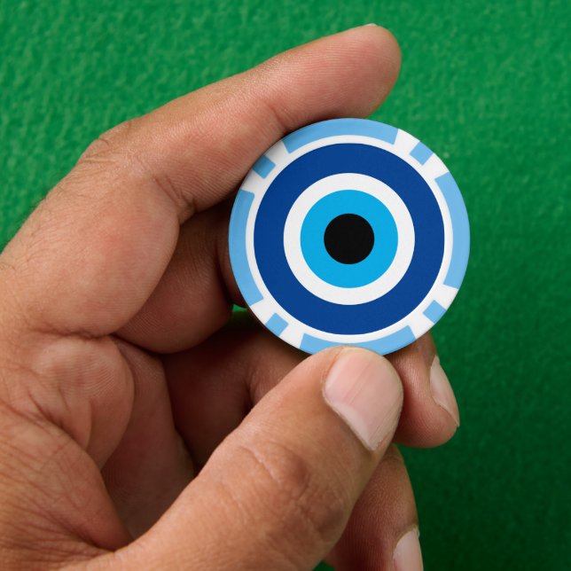 Lot De Jeton De Poker Symbole de chance Evil Eye Blue Mati (main)