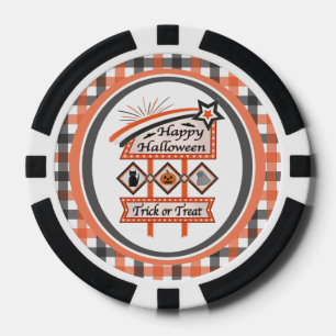 Lot De Jeton De Poker Symbole d'Halloween Vintage rétro - Tricoter ou tr