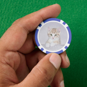 Lot De Jeton De Poker Tabby Jaune Peinture Chat - Cute Original Chat Art