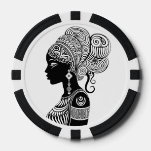 Lot De Jeton De Poker Tatouage Tribal Portrait de Fille Africaine