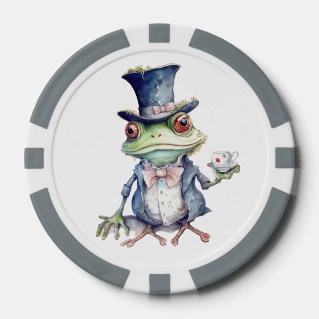Lot De Jeton De Poker Tea Party crapaud en haut du chapeau (Recto)