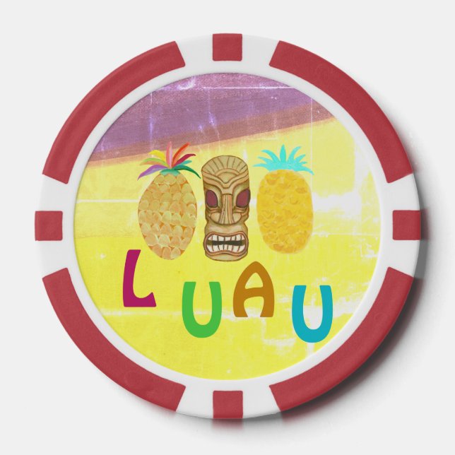 Lot De Jeton De Poker Tiki d'été Luau Ananas (Recto)