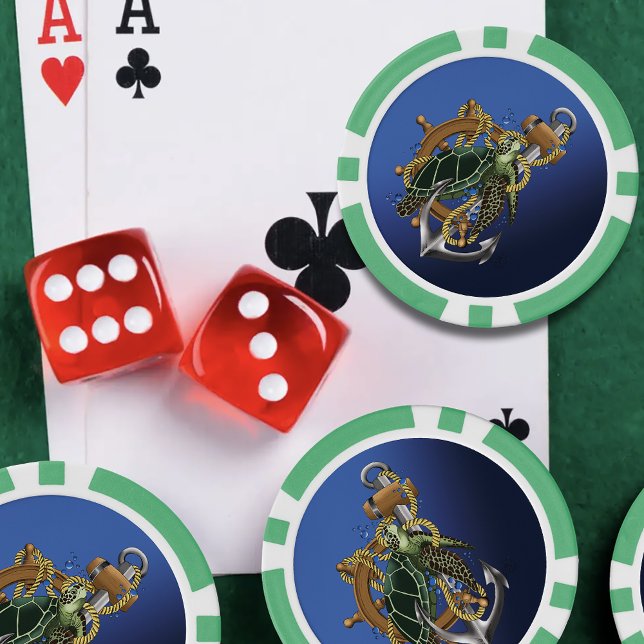 Lot De Jeton De Poker Tortue de mer bleu vert (Créateur téléchargé)