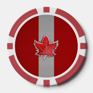 Lot De Jeton De Poker Toute la feuille d'érable rouge canadienne sur l'i