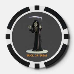 Lot De Jeton De Poker Trick or Treat. Grim Reaper de dessin animé