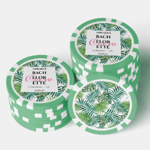 Lot De Jeton De Poker Tropical Palm Feuille Leaf Bachelorette Party
