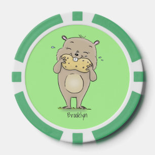 Lot De Jeton De Poker Un joli hamster souriant avec un dessin animé d'ar
