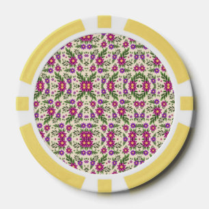 Lot De Jeton De Poker Une plaque décorative ronde avec une fleur détaill
