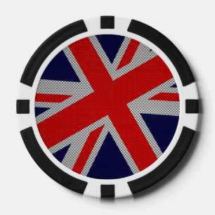 Lot De Jeton De Poker Union Jack sur les couleurs de fibre de carbone