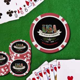 Lot De Jeton De Poker US 250e anniversaire Élégant Noir & Rouge