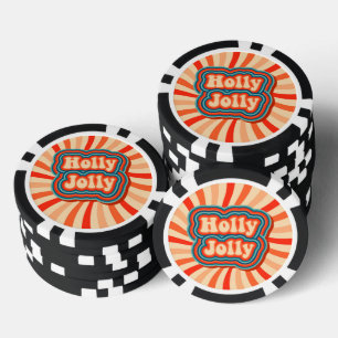 Lot De Jeton De Poker Vacances de Noël rétro Holly Jolly Typographie