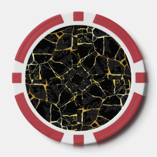 Lot De Jeton De Poker Veine d'or Kintsugi noir