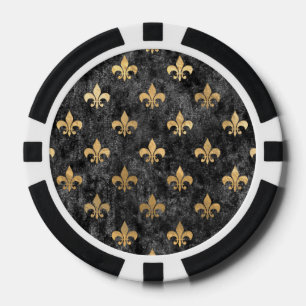 Lot De Jeton De Poker Velours noir Fleur de Lis Mardi Gras Orleans