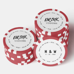 Lot De Jeton De Poker Ventilateur de boisson moderne Nom Date Mariage
