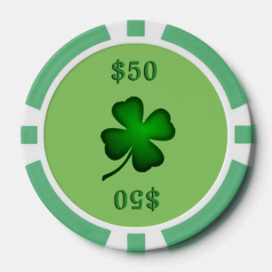 Lot De Jeton De Poker Vert de fermeture à quatre feuilles