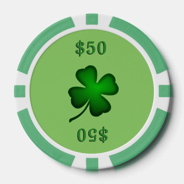 Lot De Jeton De Poker Vert de fermeture à quatre feuilles (Recto)