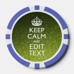 Lot De Jeton De Poker Vert olive Conserver Le Calme Avoir Votre Texte