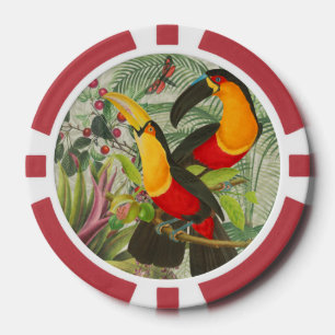Lot De Jeton De Poker Vibrant Tropical Toucan Birds Art Exotic Jungle