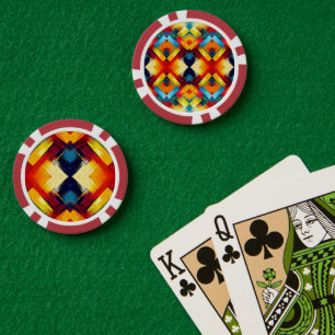 Lot De Jeton De Poker Vibrations Rétro en Couleurs : Formes Géométriques