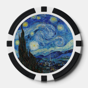 Lot De Jeton De Poker Vincent Van Gogh Nuit étoilée Art fin vintage
