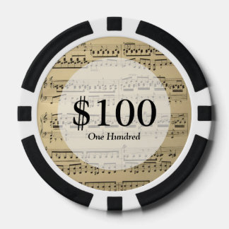 Lot De Jeton De Poker Vintage Music Sheet