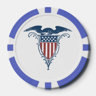 Lot De Jeton De Poker Vintage Shield Red White Blue American Eagle