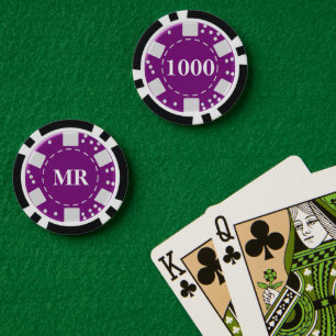 Lot De Jeton De Poker Violet monogrammé 1000