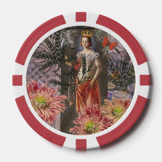 Lot De Jeton De Poker Virgo Woman Portrait Antique Coloré Riche (Recto)