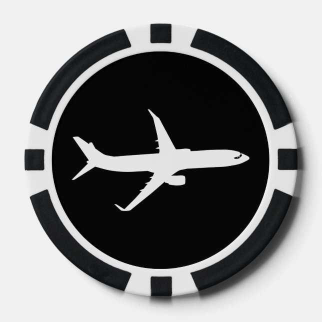 Lot De Jeton De Poker Vol en silhouette blanche JetLiner (Recto)