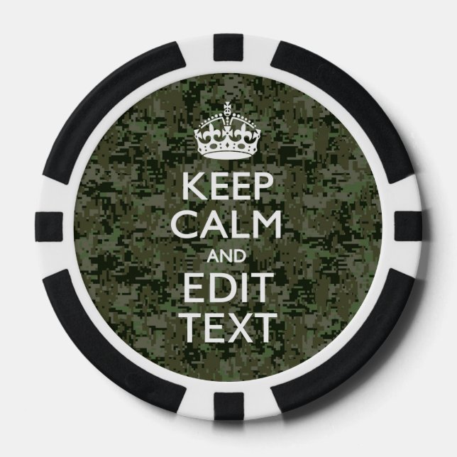 Lot De Jeton De Poker Votre texte Camouflage numérique Vert olive Conser (Recto)