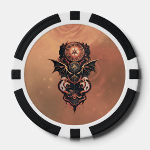Lot De Jeton De Poker Voyage mystique de temps avec ailes, montre steamp