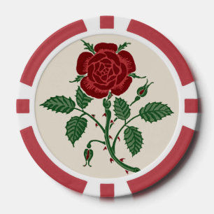 Lot De Jeton De Poker Walter Crane Motif Vintage Rose Rouge Saxonne