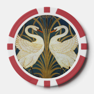 Lot De Jeton De Poker Walter Crane - Swan, Rush Et Iris Art Nouveau