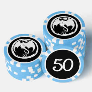 Lot De Jeton De Poker White Dragon noir lt bleu 50 puce de poker rayé