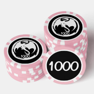 Lot De Jeton De Poker White Dragon noir rose 1000 puce de poker rayé