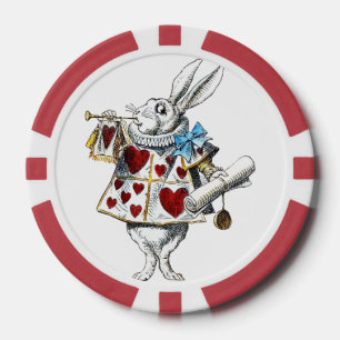 Lot De Jeton De Poker White Rabbit Alice Wonderland Hearts
