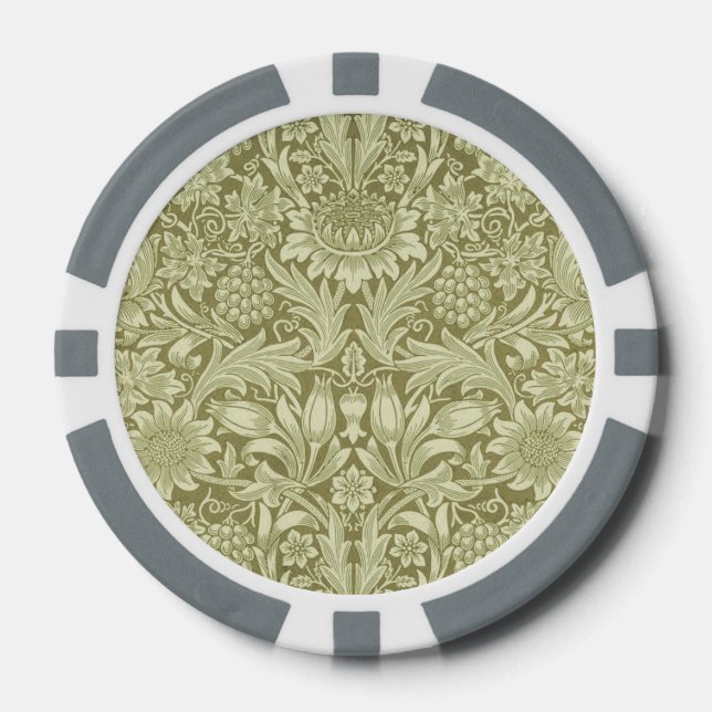 Lot De Jeton De Poker William Morris Fleur verte tournesol (Recto)