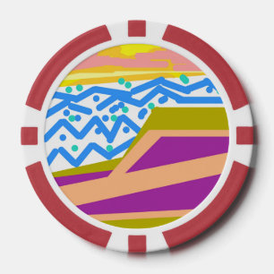 Lot De Jeton De Poker Yacht de coucher de soleil rose violet