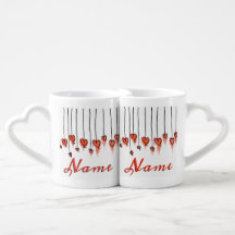Nom Ici Coeurs Amusants Couples Rouge Et Blanc
