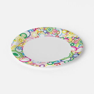 Lot of vivid circles paper plate