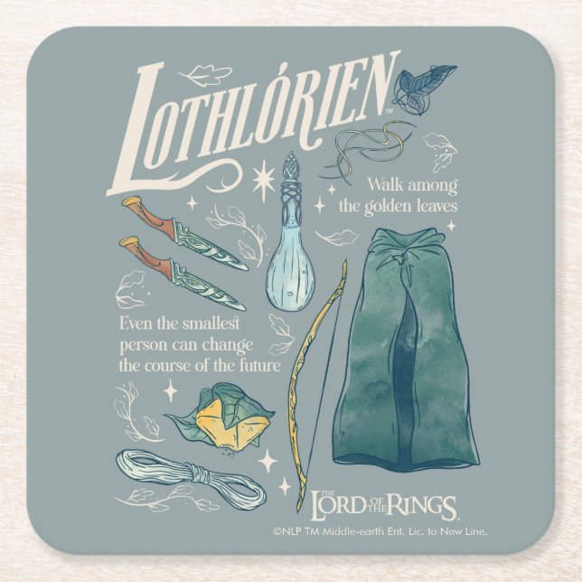 LOTHLORIEN™ Watercolor Collage Graphic Square Paper Coaster (Front)