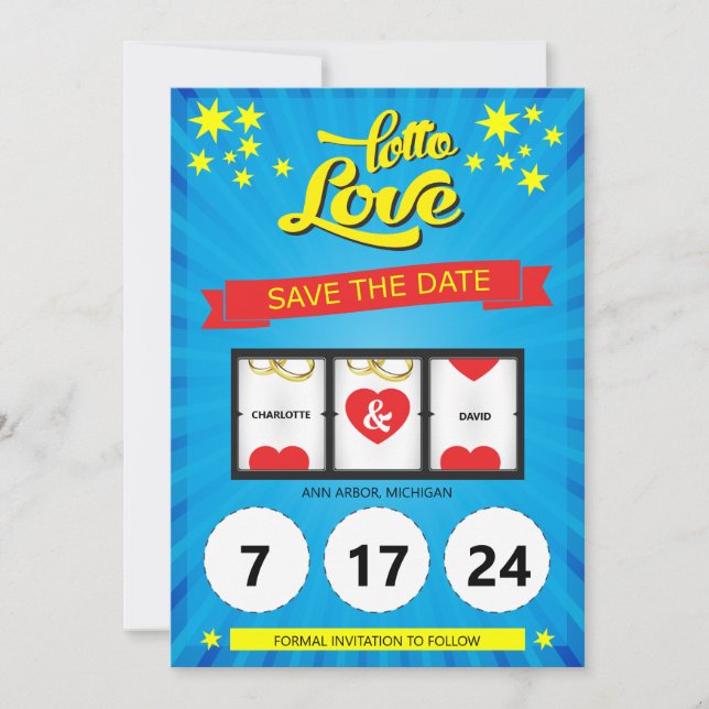 Loto Love Enregistrer le Faire-part Mariage de dat (Devant)